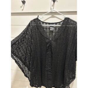 Catalina Women's S Black Lace Dolman Slv. Swimsuit Beach Cover Up Resort Cruise